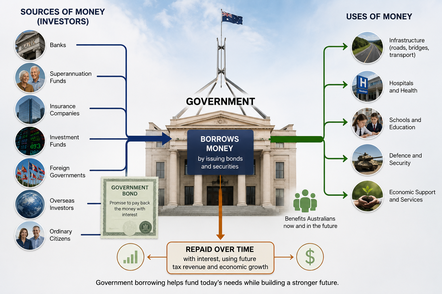 Does the Federal & State Governments borrow money 